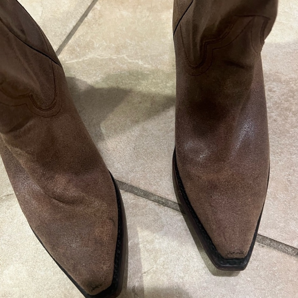 Stetson Brown Suede Western Knee-High Boots - Picture 3 of 6